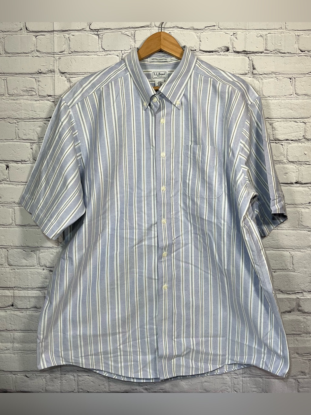 Vintage Ll Bean Wrinkle Resistant Striped Button Down Shirt Mens 18 Regular